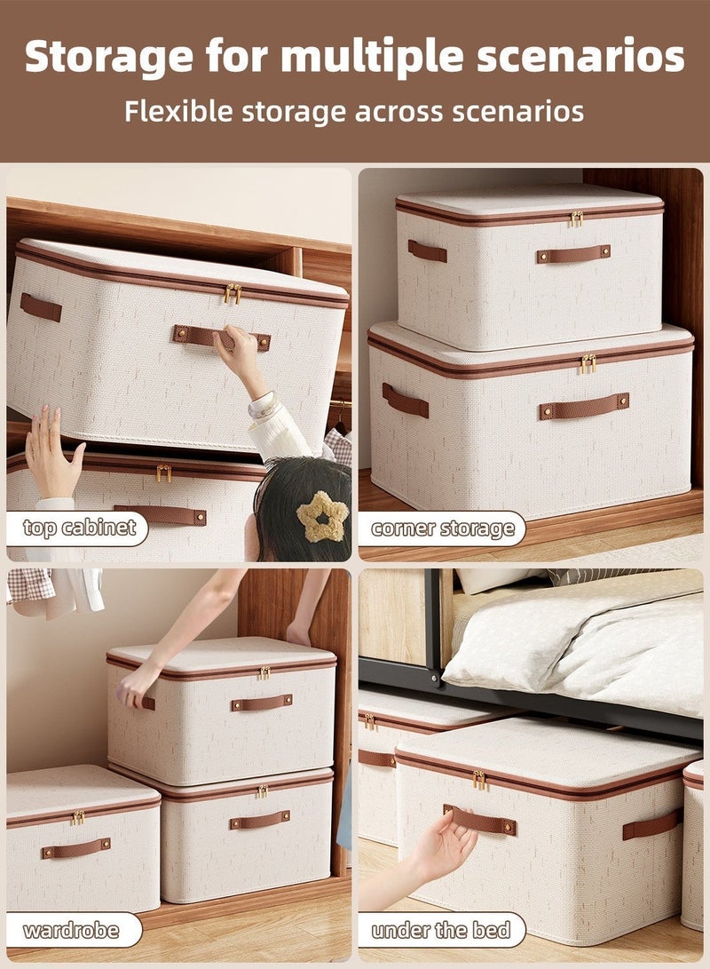 4 Pcs Storage Boxes with Lids (8L & 16L), Foldable Clothes Organizer with Handles, Washable Fabric Storage Bins with Zippers, Large Capacity Wardrobe Organizer for Clothes, Toys & Accessories, Reusable Closet Organizers & Space-Saving Storage Box - Image 2